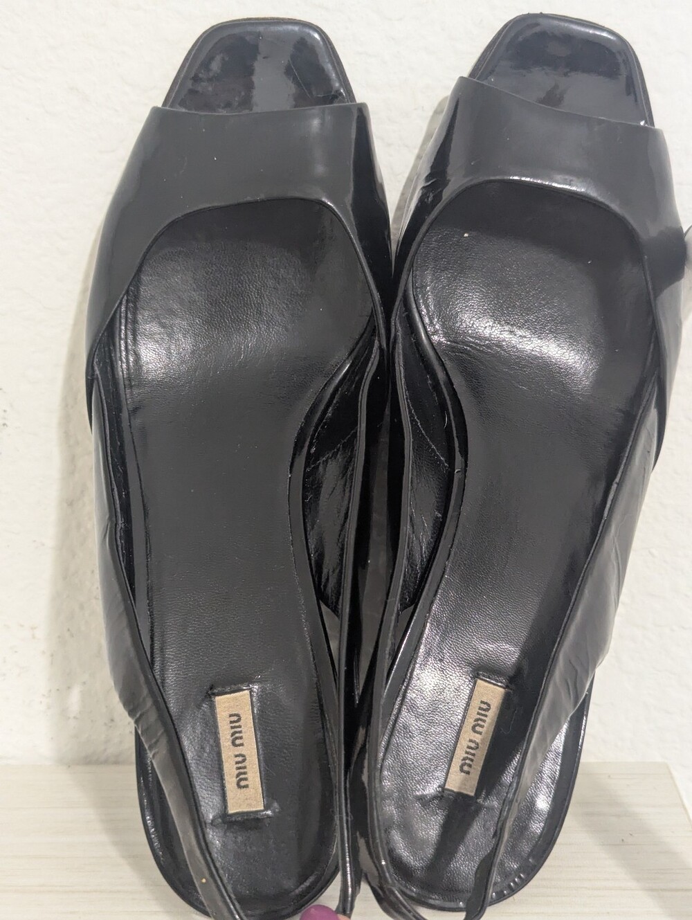 Vintage Miu Miu Black Patent Leather Slingback Wedge - Picture 7 of 9